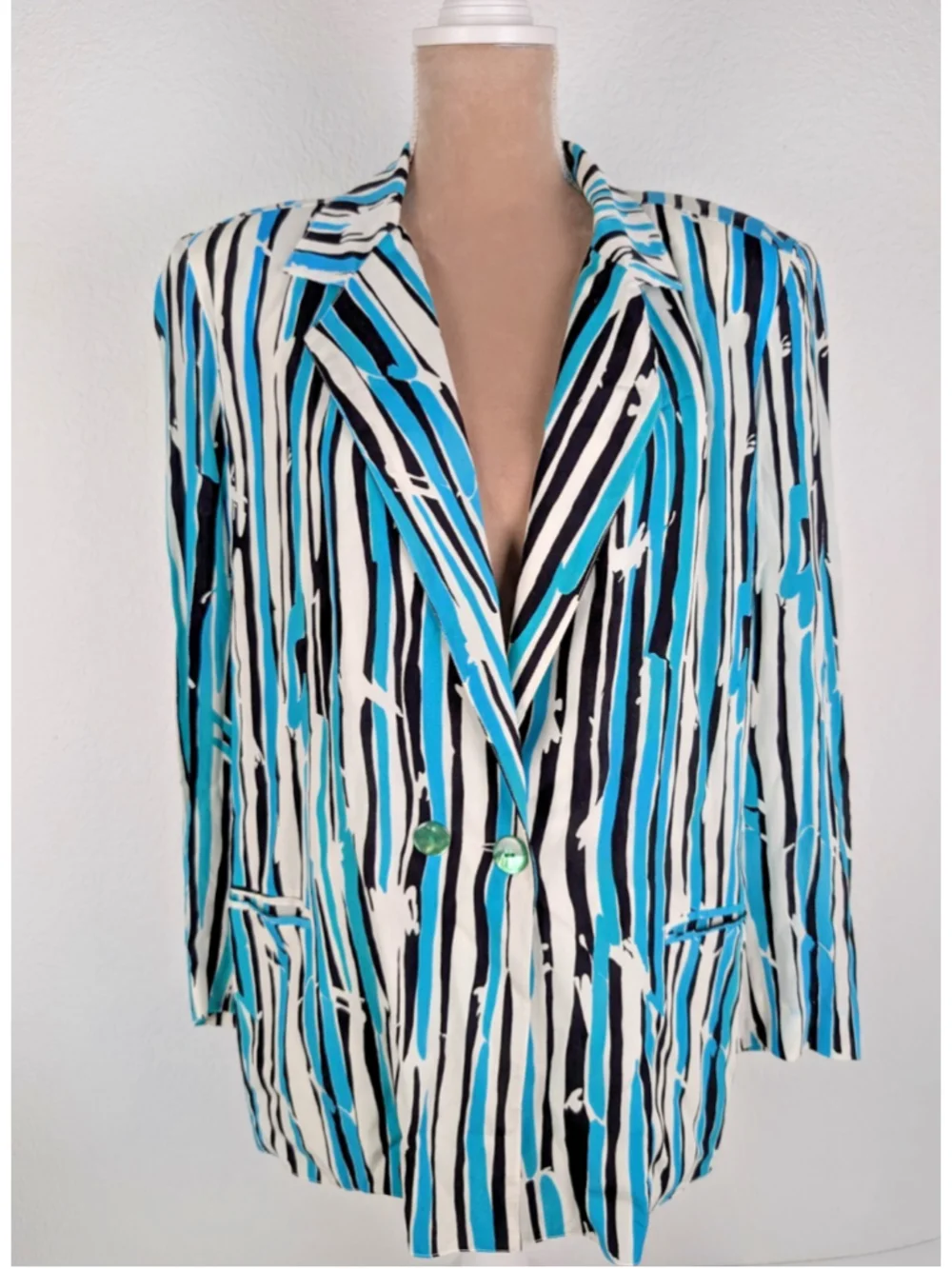Vintage Christian Dior Separates Teal Blazer Jacket Sz 10 Retro 80s Power Suit